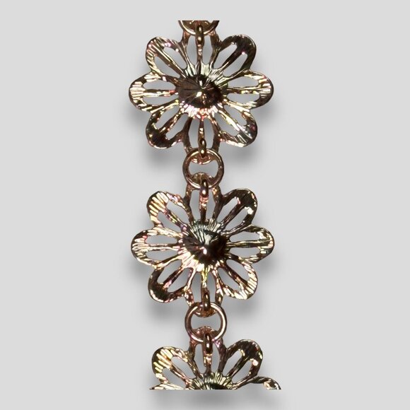 Charming Charlie Flowers & Crystals Bracelet Golden Pink Tone Mint NWOT - Picture 7 of 12